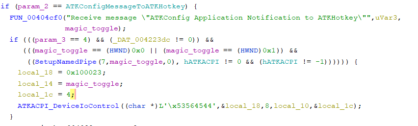 Decompilation of the relevant part of the if chain
